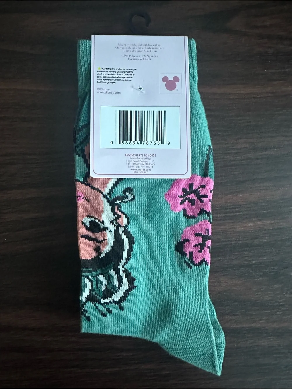 Disney Princess Tiana Floral Crew Socks - Teal & Pink